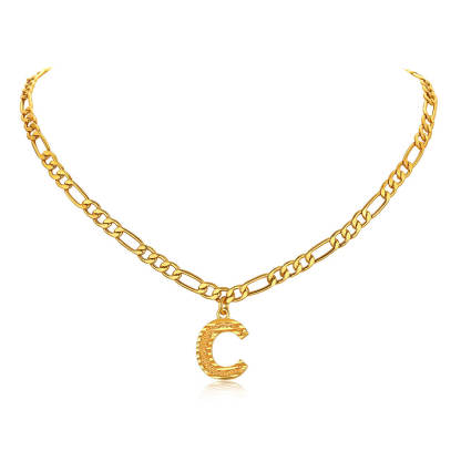 14K Gold Initial Letter Necklace-C