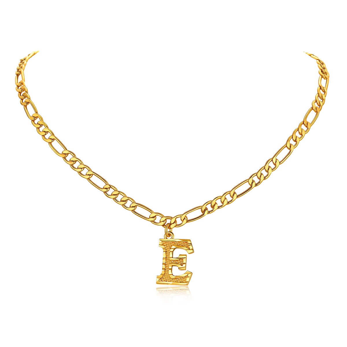 14K Gold Initial Letter Necklace-E