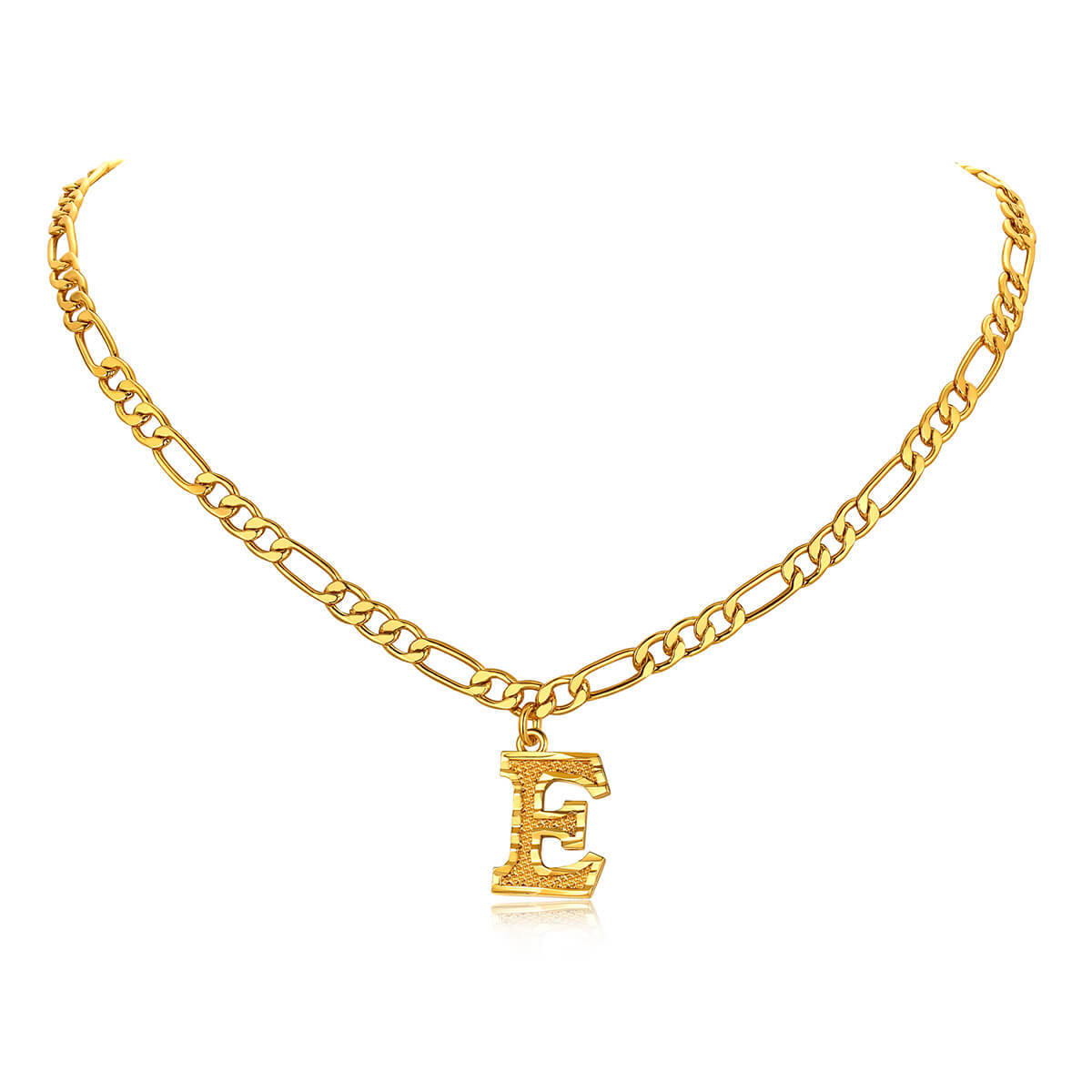 14K Gold Initial Letter Necklace-E