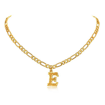 14K Gold Initial Letter Necklace-E