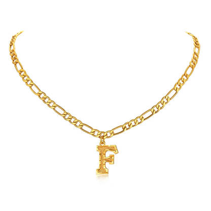 14K Gold Initial Letter Necklace-F