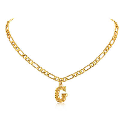 14K Gold Initial Letter Necklace-G