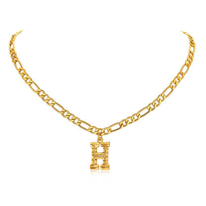 14K Gold Initial Letter Necklace-H