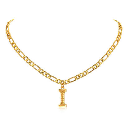 14K Gold Initial Letter Necklace-I