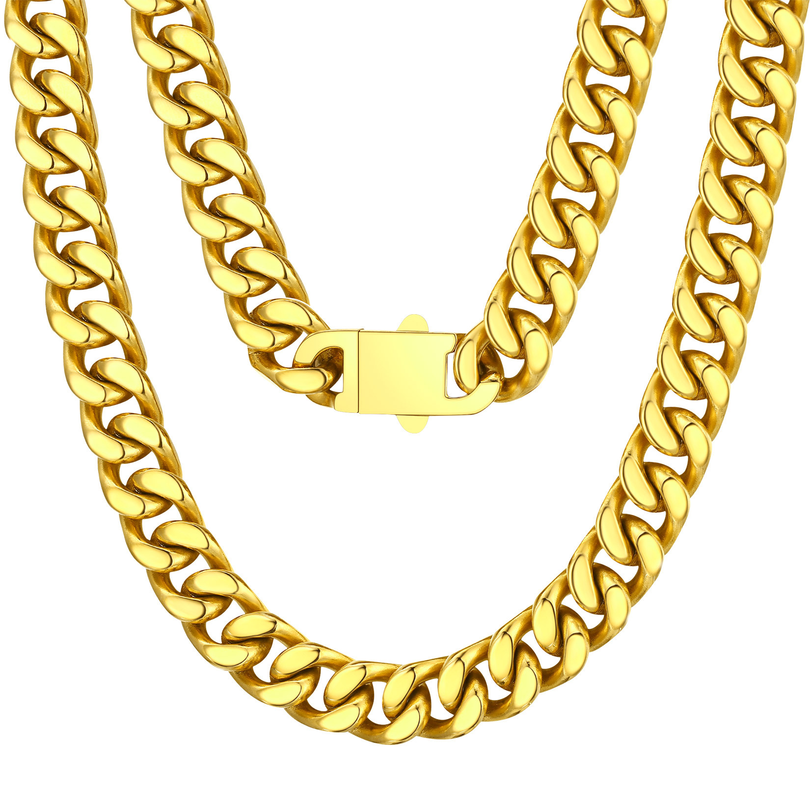 gold Miami Cuban Link Chain Necklace 12mm
