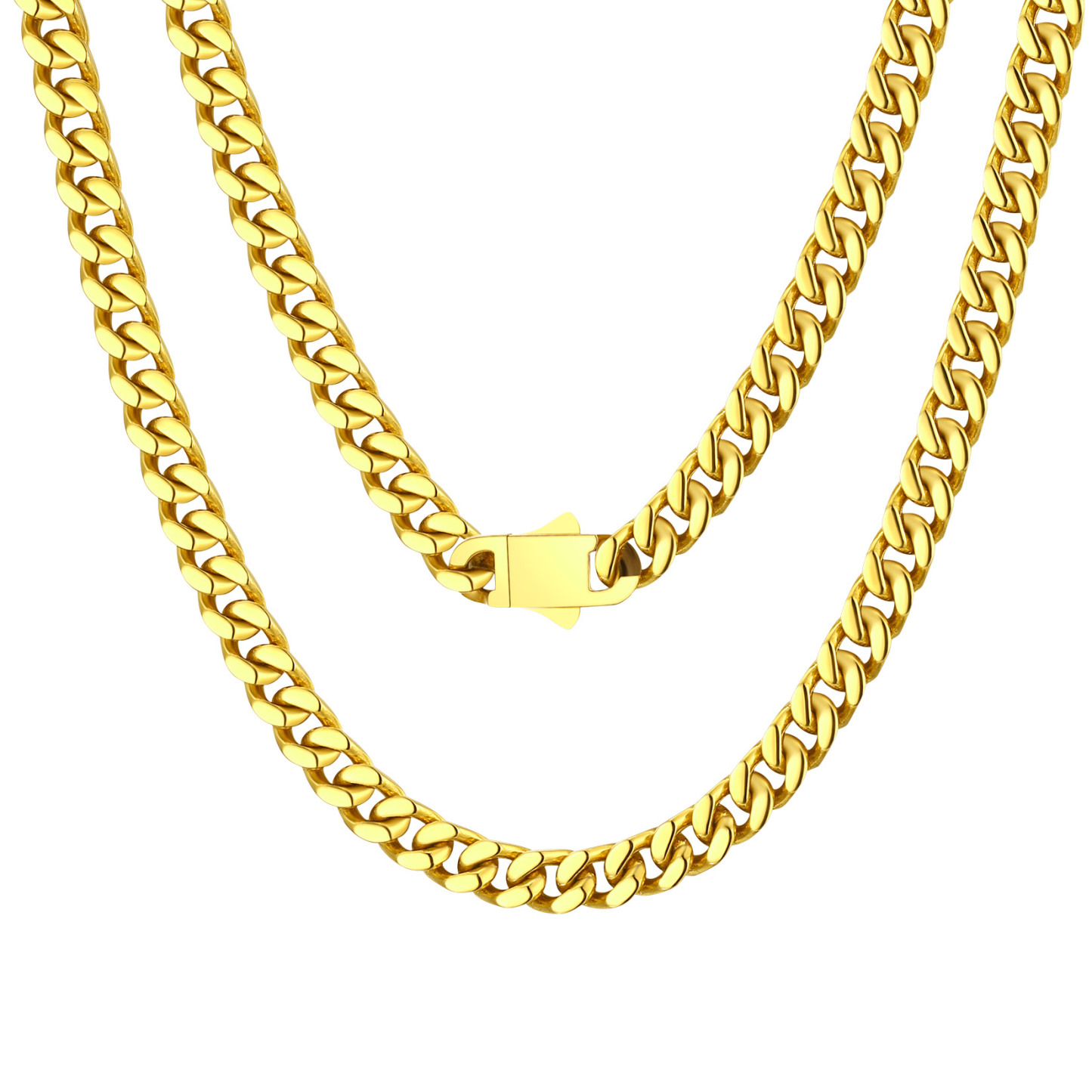 gold Miami Cuban Link Chain Necklace 5mm