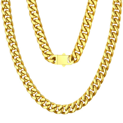 gold Miami Cuban Link Chain Necklace 7mm