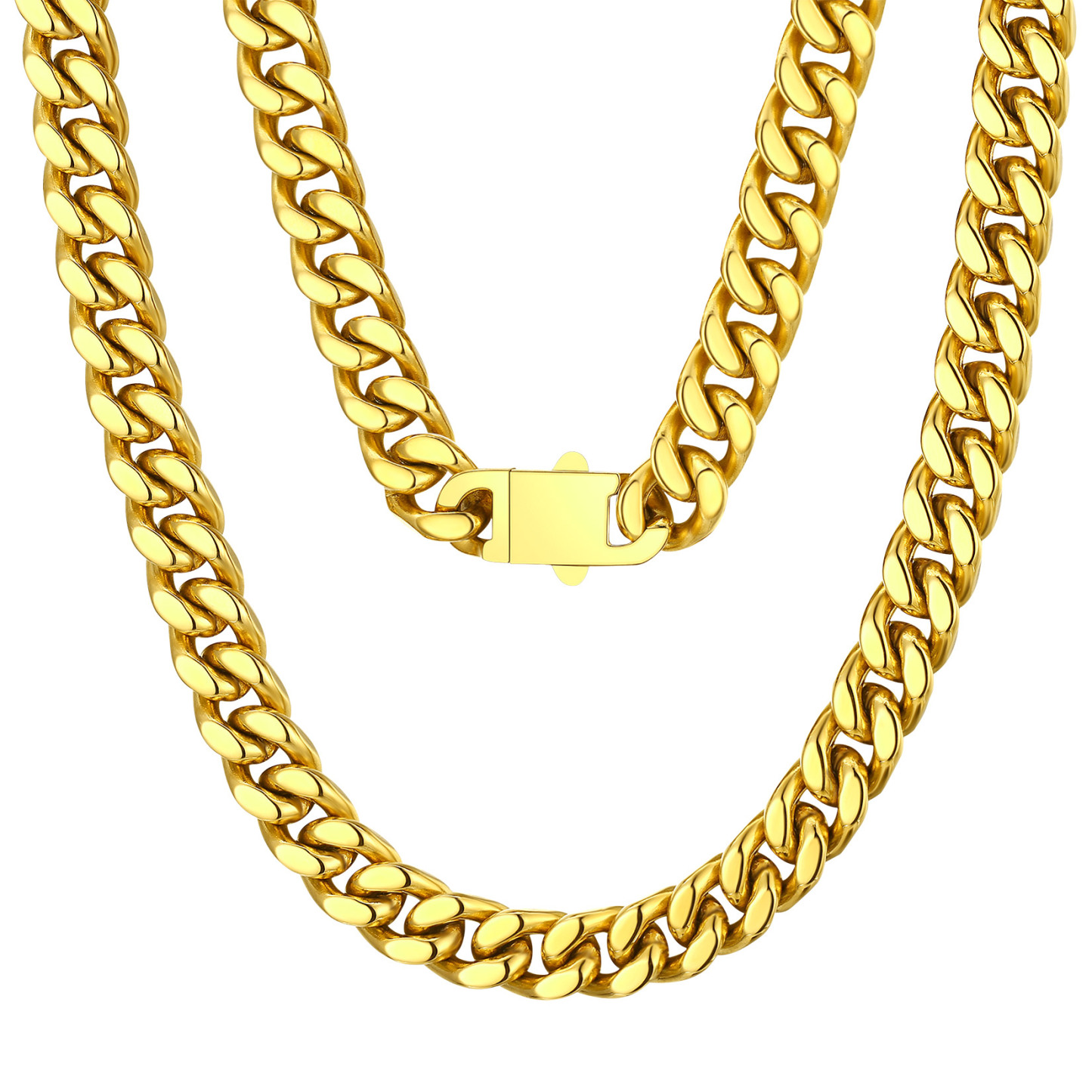 gold Miami Cuban Link Chain Necklace 9mm