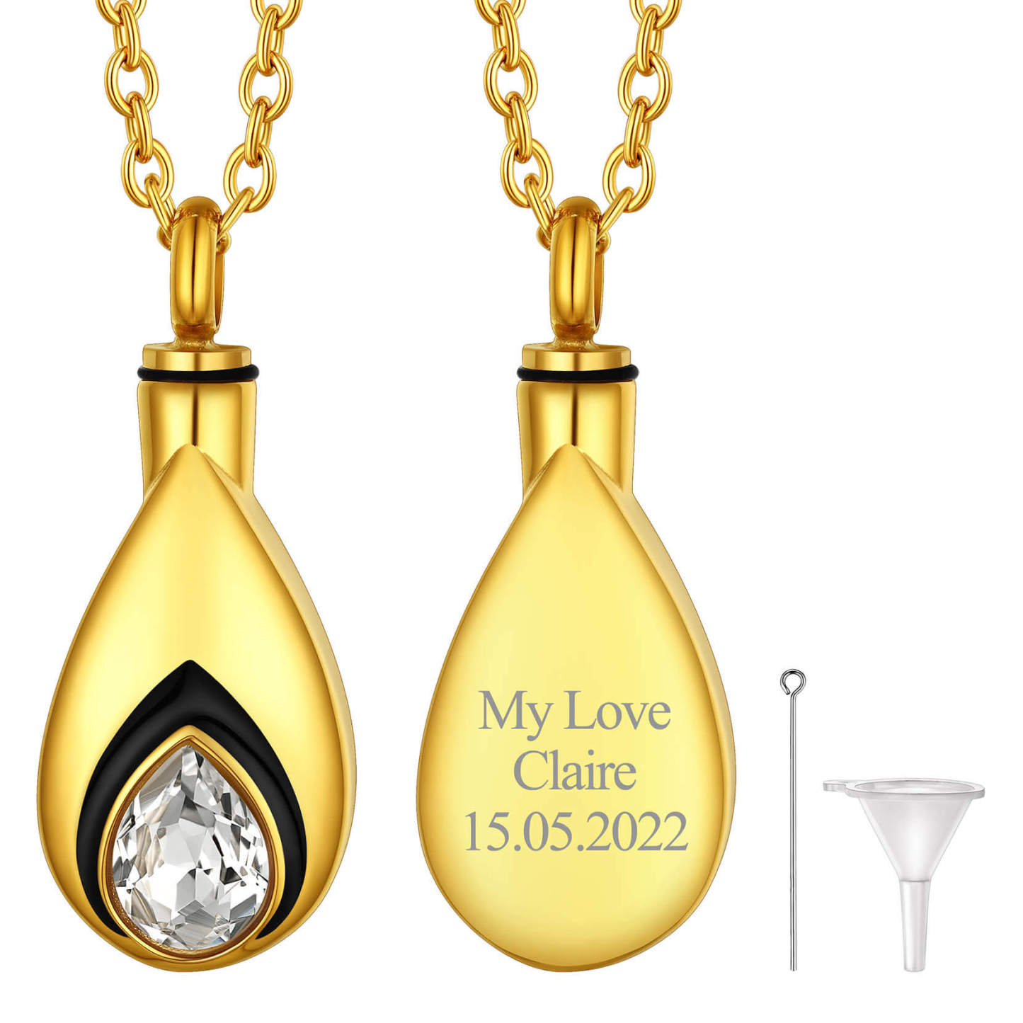 Apr Birthstone Gold Urn Necklace