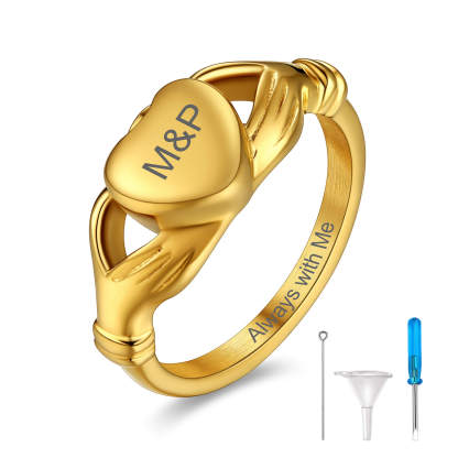 gold Cremation Urn Claddagh Ring for Ashes