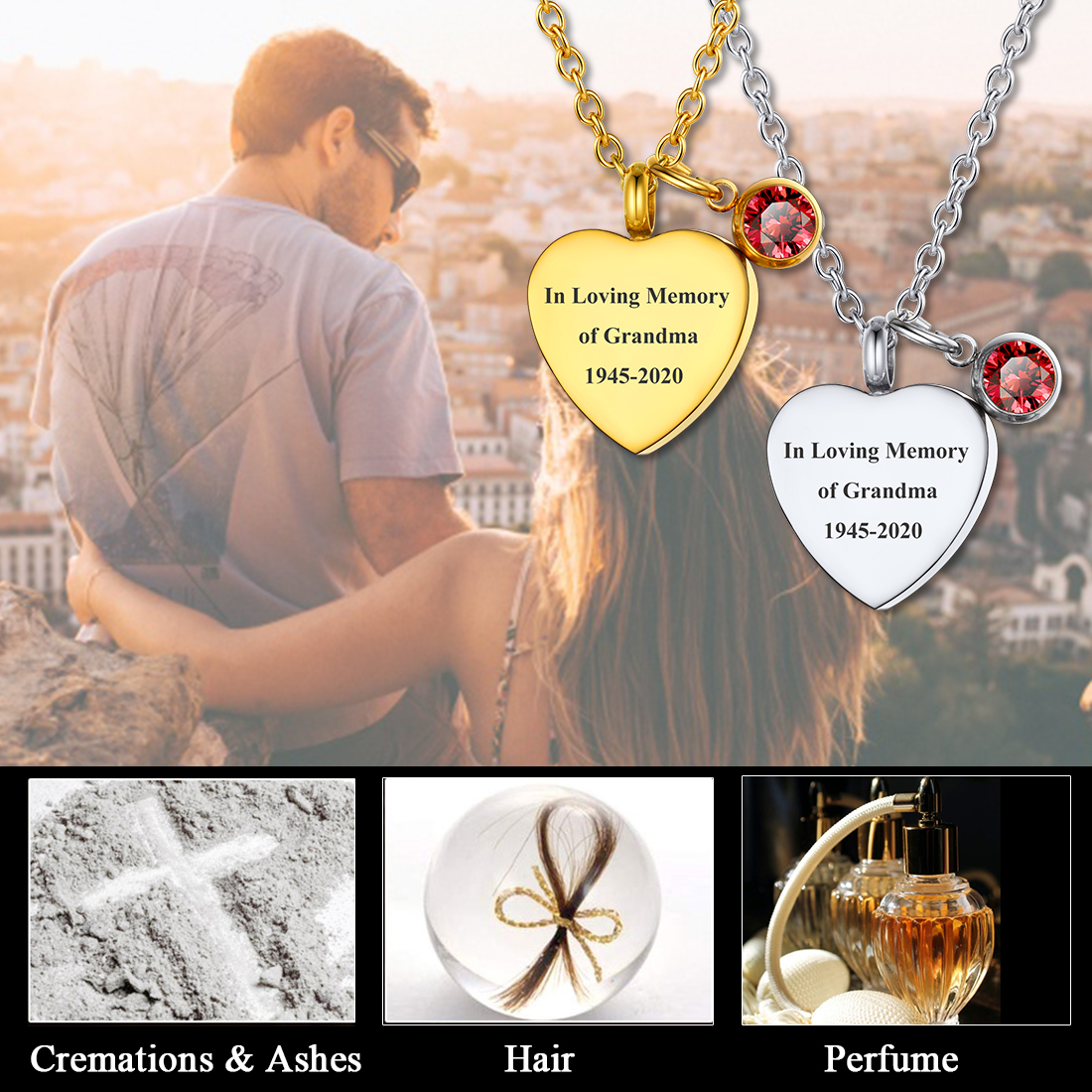 Heart Cremation Urn Necklace for Ashes