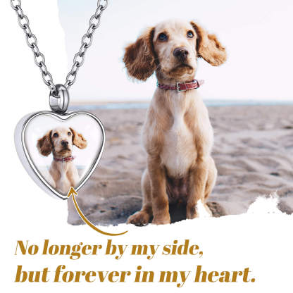 Heart Photo Cremation Urn Necklace for Pet Ashes