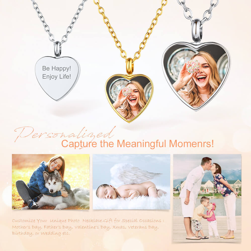 Custom Heart Photo Cremation Urn Necklace