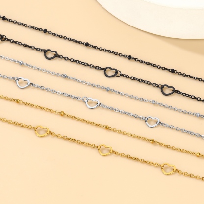 Layered Heart Beaded Chain Anklet all color