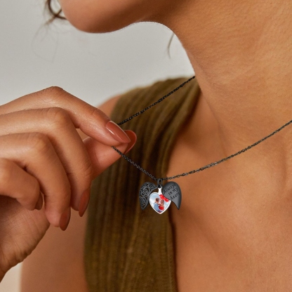 Custom Rose Heart Photo Locket Necklace For Women