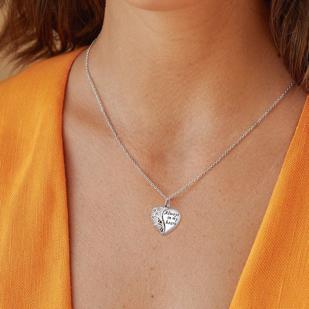 Rose Heart Photo Locket Necklace For Women