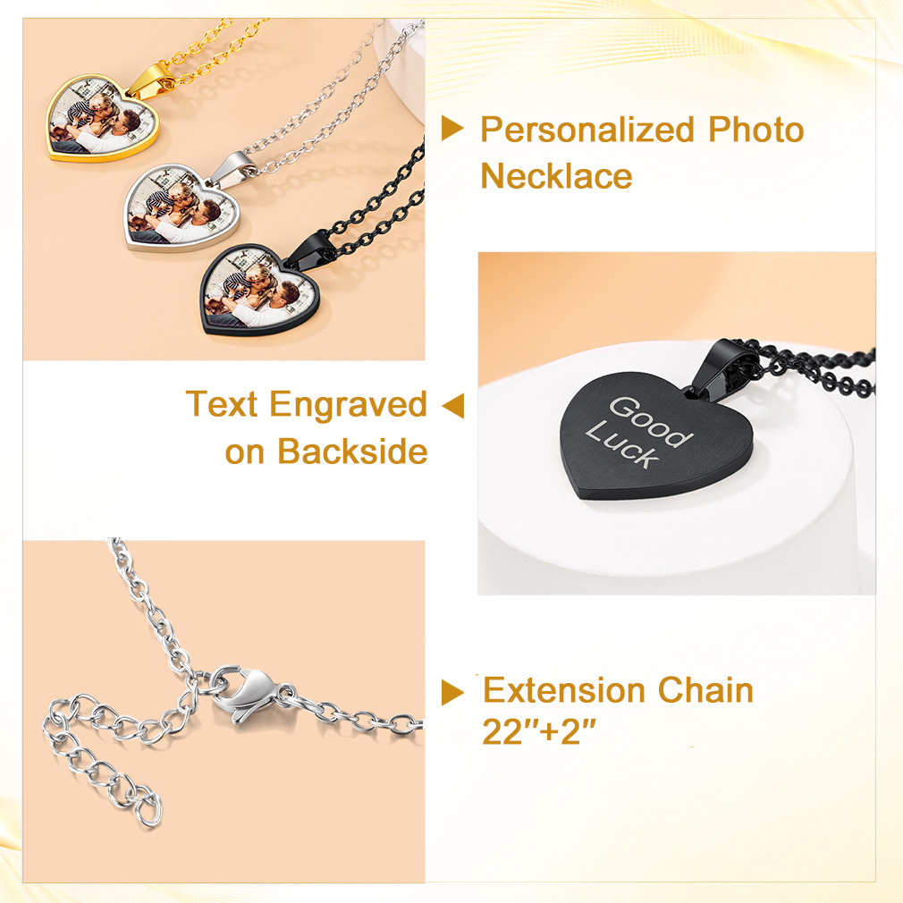Personalized Heart Photo Necklace for Women With Picture