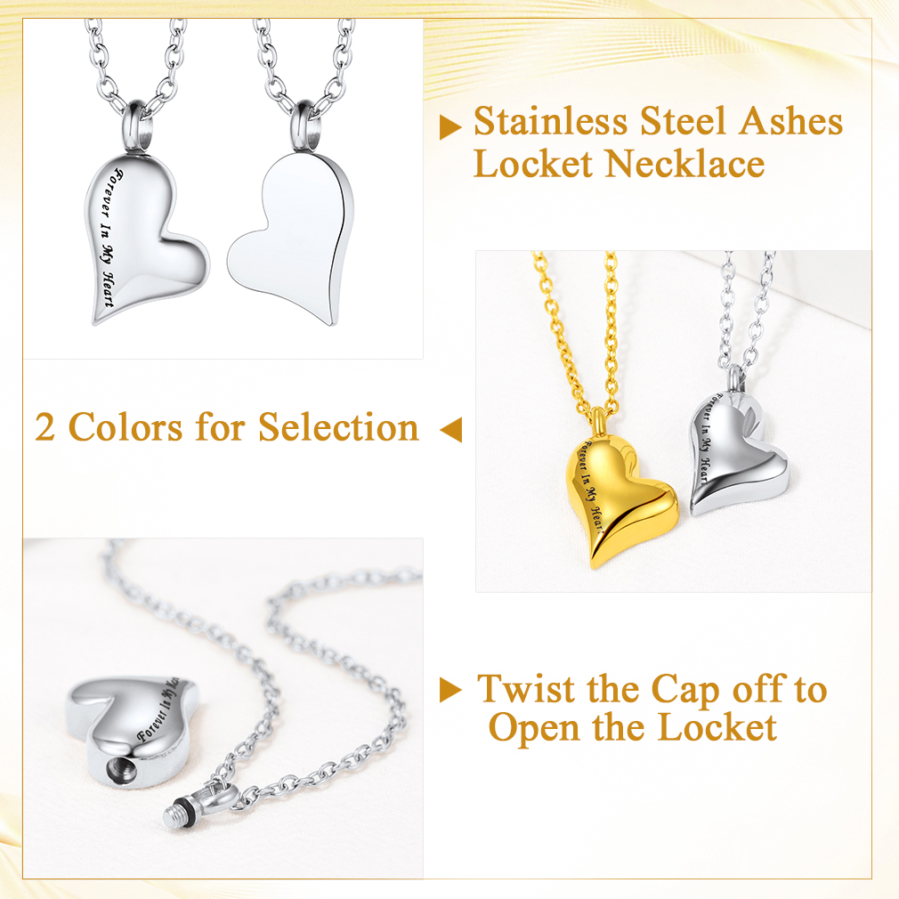 Custom Heart Birthstone Cremation Urn Necklace detail