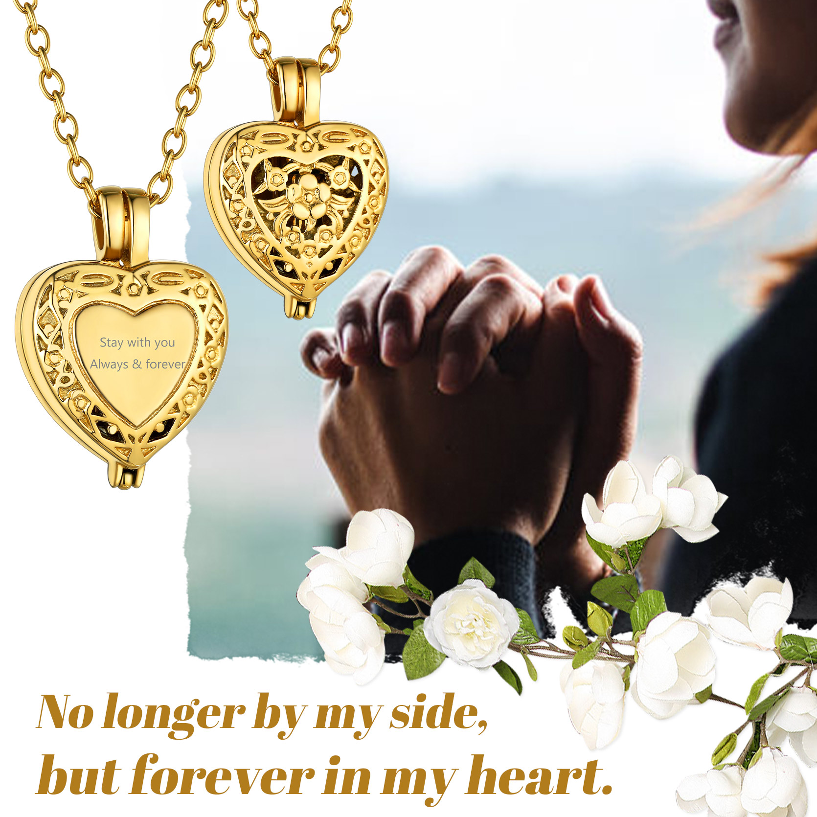 Heart Cremation Urn Necklace for Ashes Memorial Jewelry