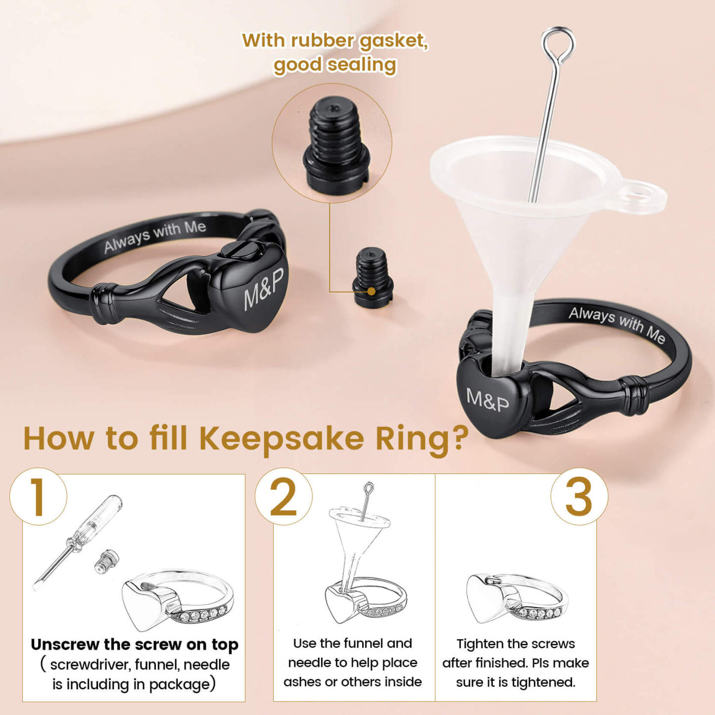 how to fill Cremation Urn Ring for Ashes