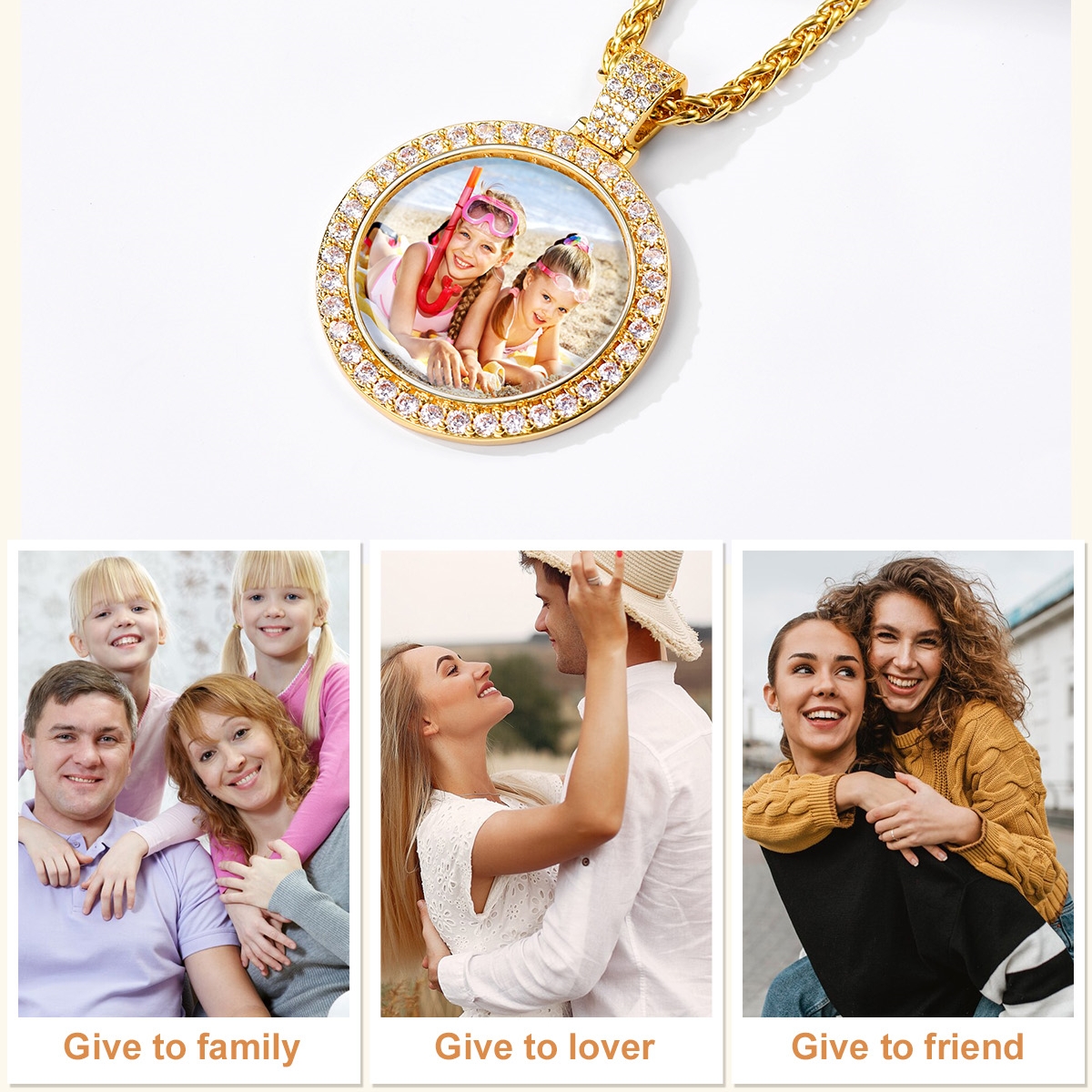 Custom Photo Round Pendant Necklace gift for mom