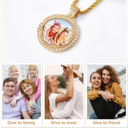 Custom Photo Round Pendant Necklace gift for mom