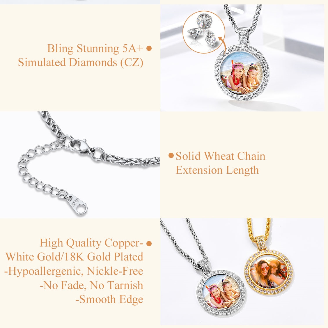 Custom Photo Round Pendant Necklace