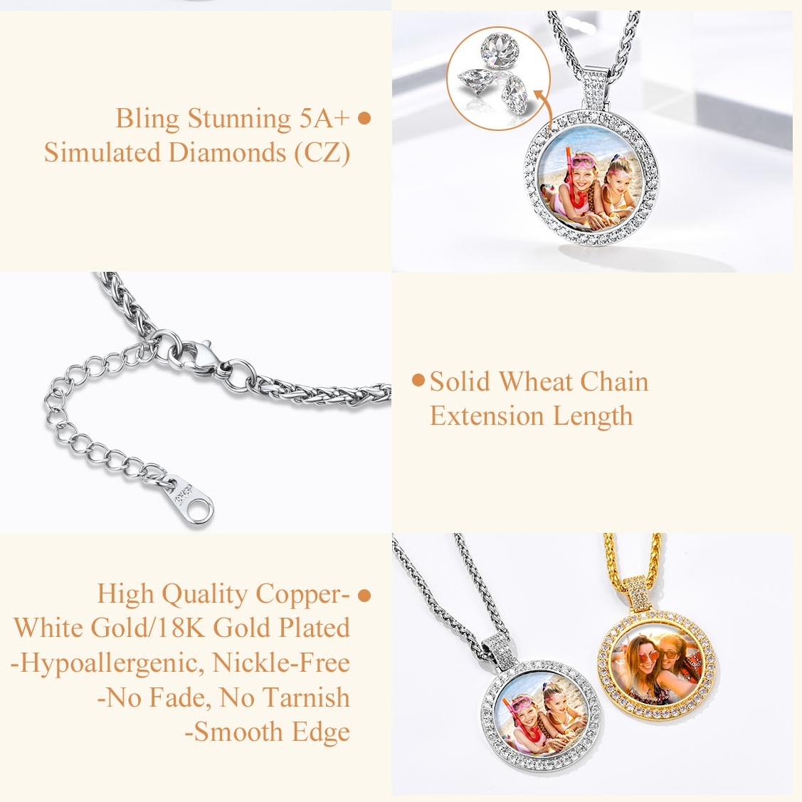 Custom Photo Round Pendant Necklace