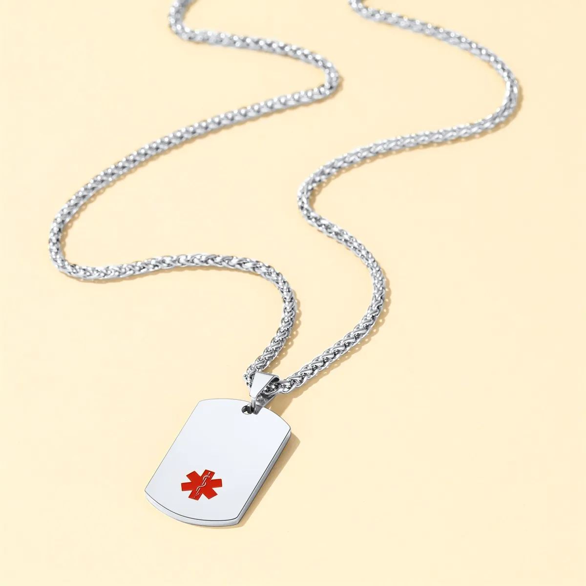  Custom Engraved Emergency Medical Alert ID Dog Tag Stainless Steel Pendant Necklace 