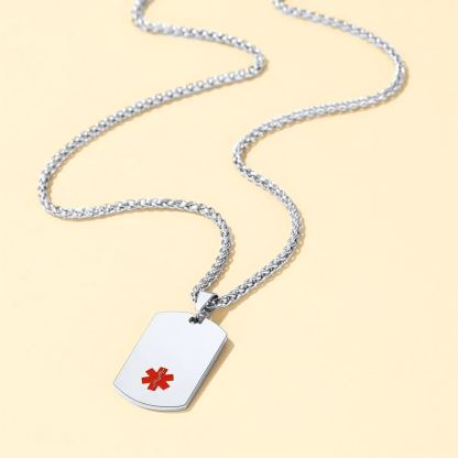  Custom Engraved Emergency Medical Alert ID Dog Tag Stainless Steel Pendant Necklace 