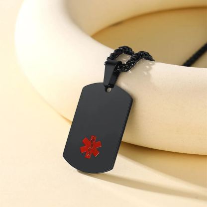  Custom Engraved Emergency Medical Alert ID Dog Tag Stainless Steel Pendant Necklace 