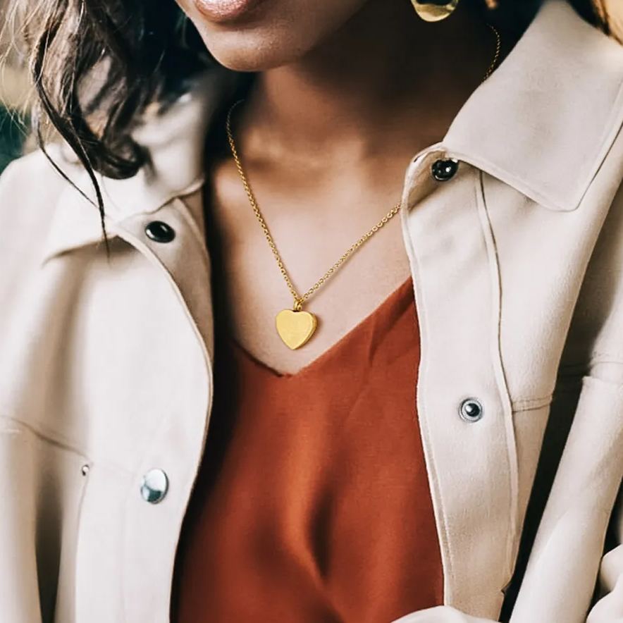 Stainless Steel Heart Cremation Urn Necklace for Human or Pet Ashes