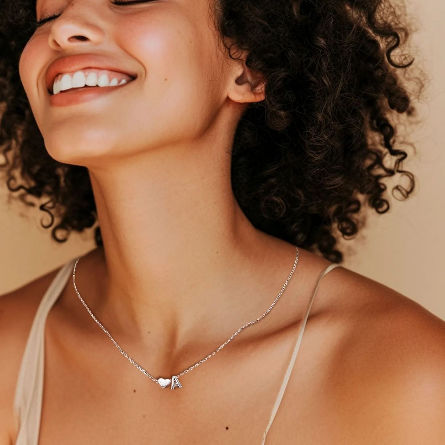 925 Sterling Silver Initial Heart Necklace for women