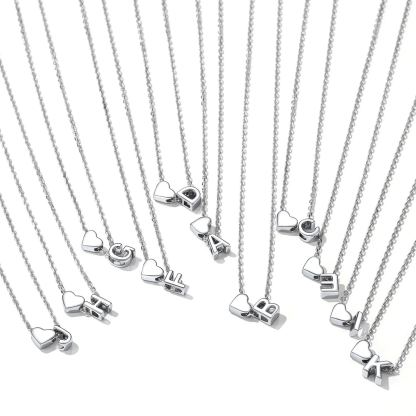 925 Sterling Silver Initial Heart Necklace for women