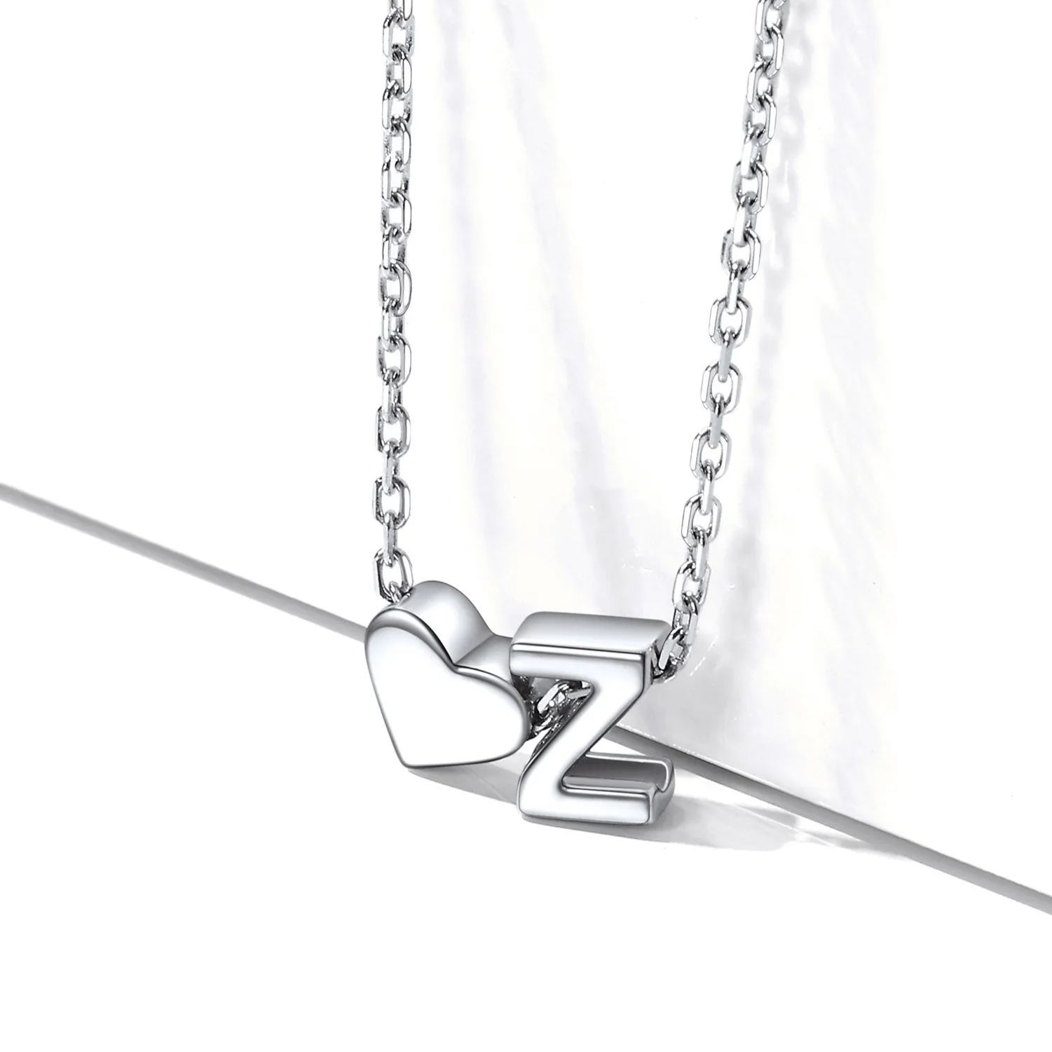 925 Sterling Silver Initial Heart Necklace for women