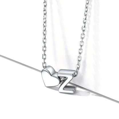 925 Sterling Silver Initial Heart Necklace for women
