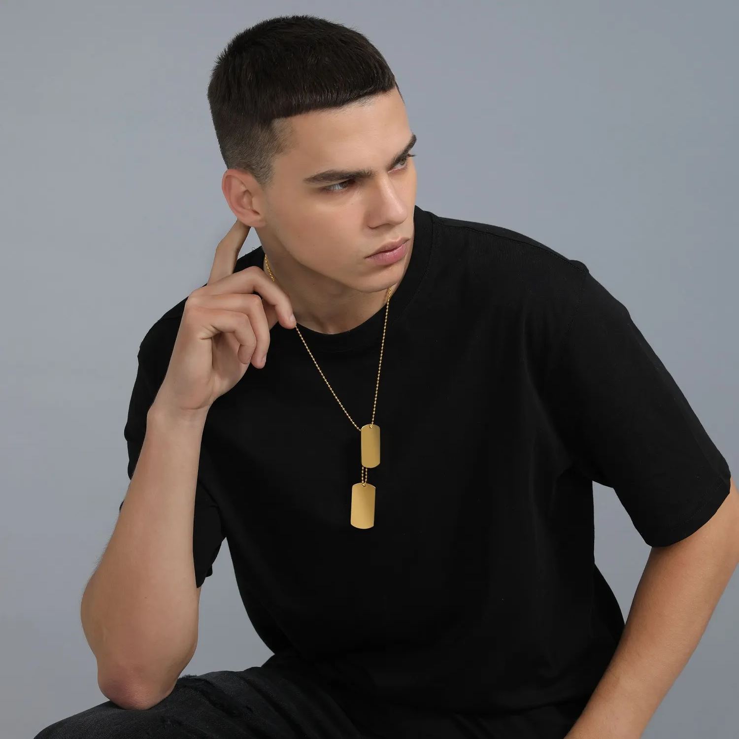 Dog Tags Personalized Stainless Steel Necklace for Men Custom Text Engraved Military US Army ID Tag/Saint Michael Guardian Pendant