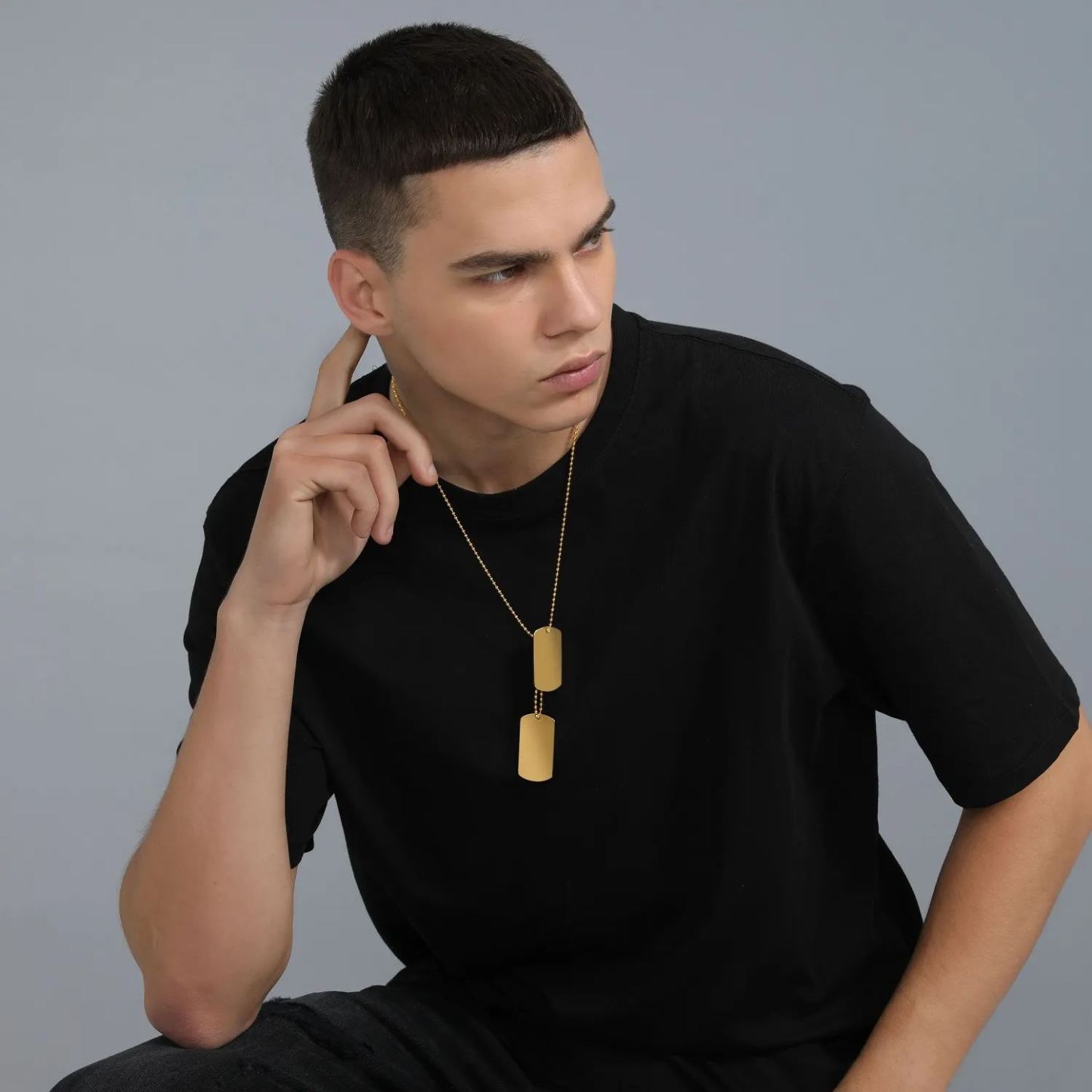 Dog Tags Personalized Stainless Steel Necklace for Men Custom Text Engraved Military US Army ID Tag/Saint Michael Guardian Pendant