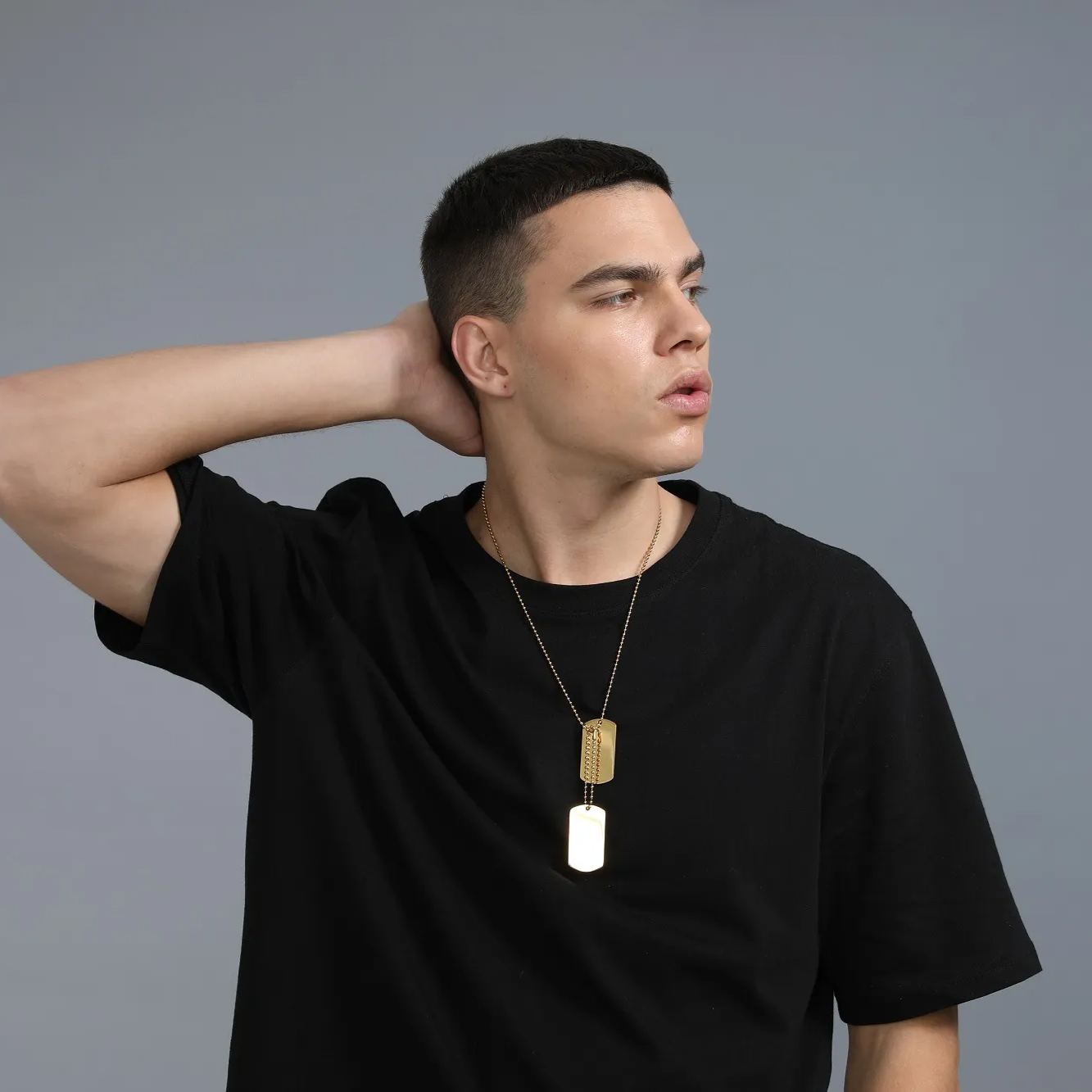 Dog Tags Personalized Stainless Steel Necklace for Men Custom Text Engraved Military US Army ID Tag/Saint Michael Guardian Pendant