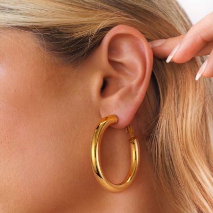 Stainless Steel Round Hoop Earrings For Women