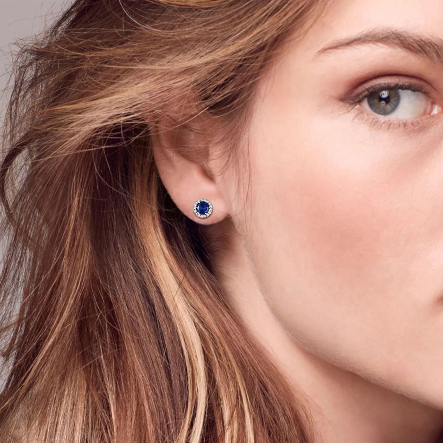 925 Sterling Silver Birthstone Round Crystal Stud Earrings for Women model