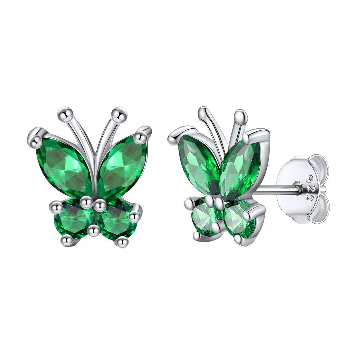 925 Sterling Silver Birthstone Stud Earrings for Women May