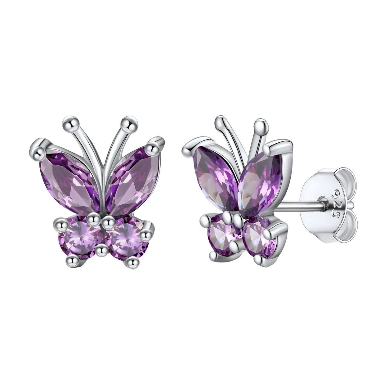 925 Sterling Silver Birthstone Stud Earrings for Women Jun