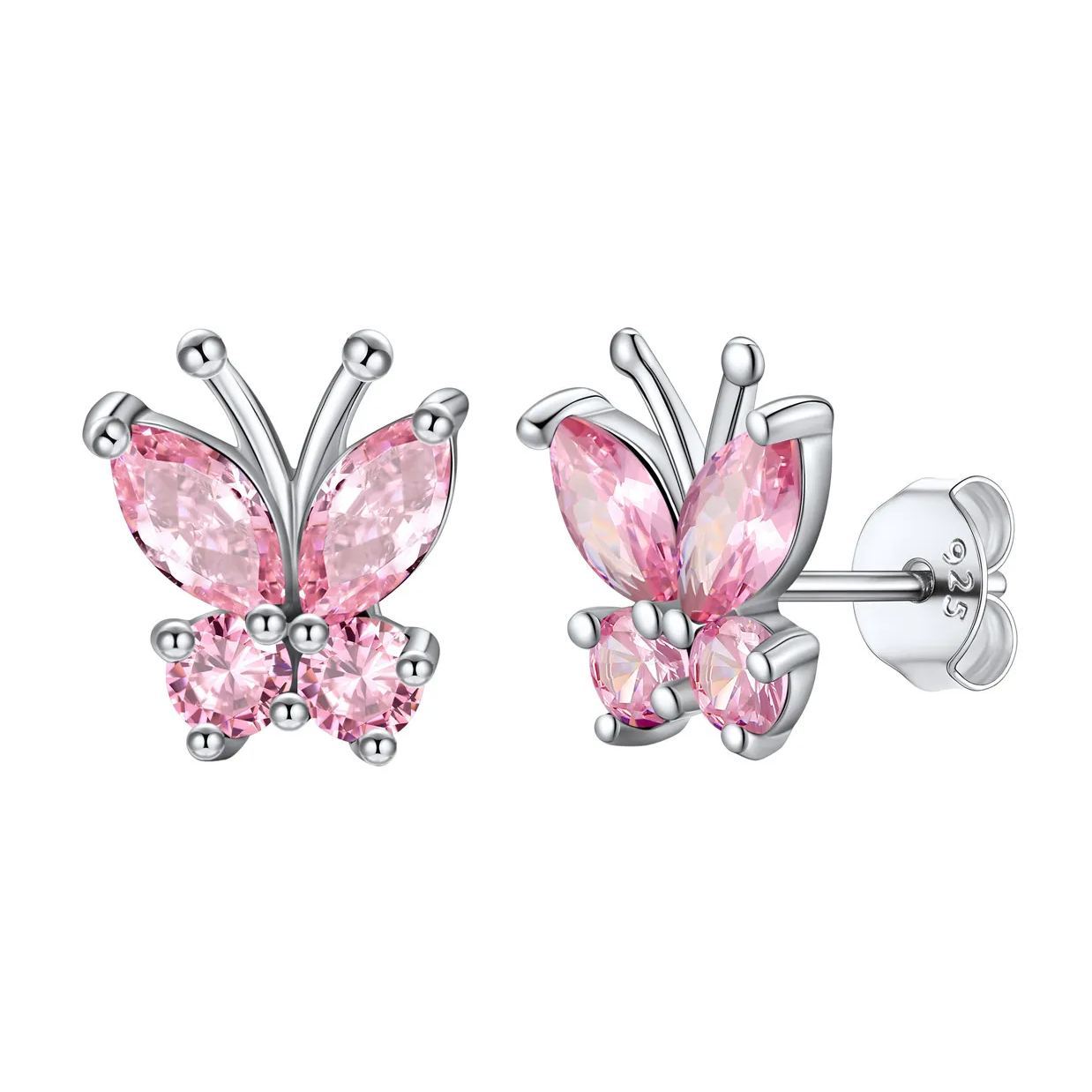 925 Sterling Silver Birthstone Stud Earrings for Women Oct