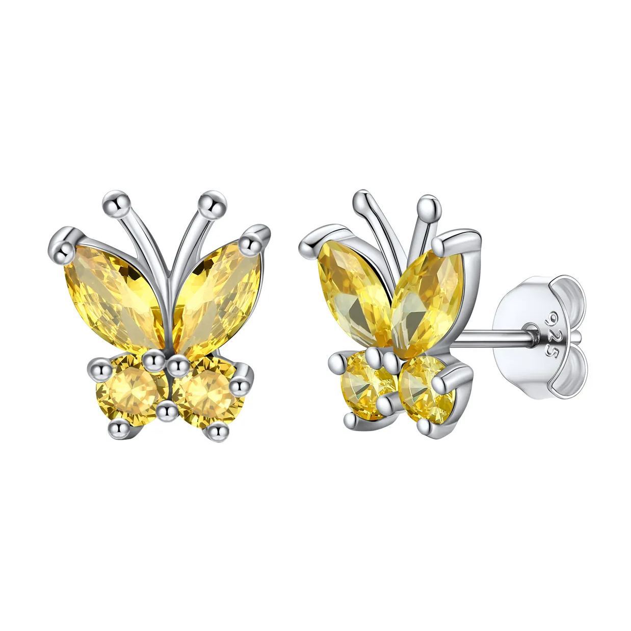 925 Sterling Silver Birthstone Stud Earrings for Women Nov