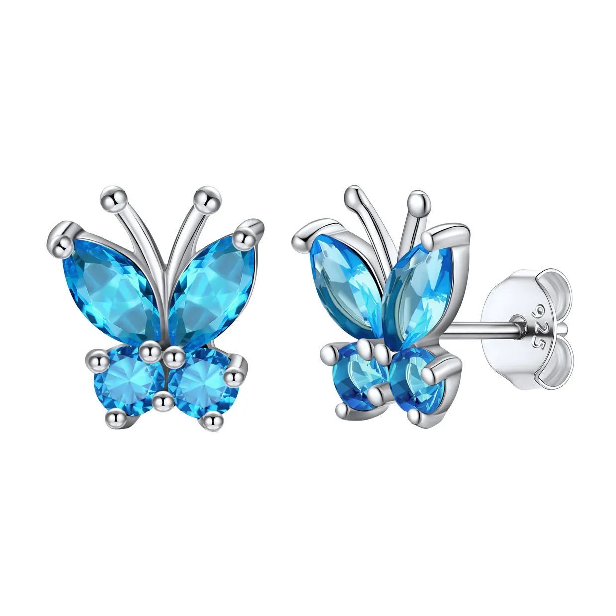 925 Sterling Silver Birthstone Stud Earrings for Women Dec