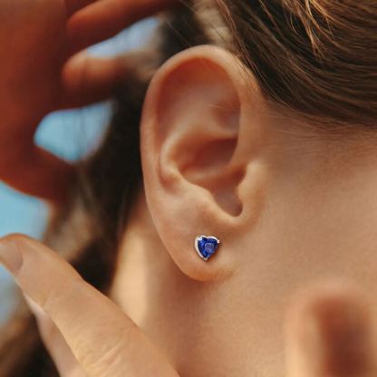925 Sterling Silver Birthstone Love Heart Earrings for Women model