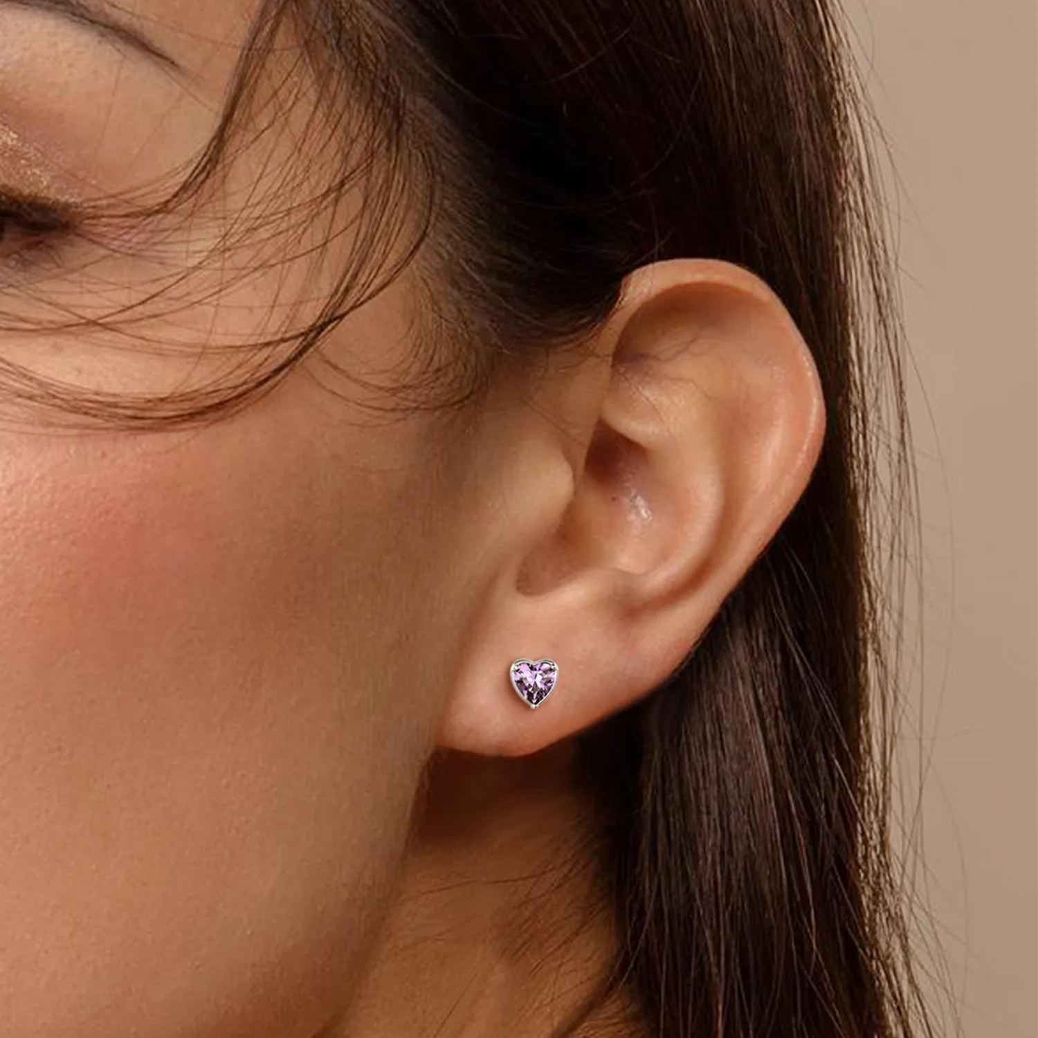 925 Sterling Silver Birthstone Love Heart Earrings for Women model