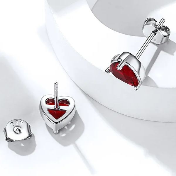 925 Sterling Silver Birthstone Love Heart Earrings for Women