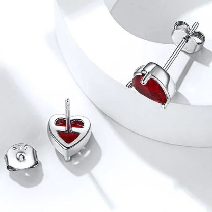 925 Sterling Silver Birthstone Love Heart Earrings for Women